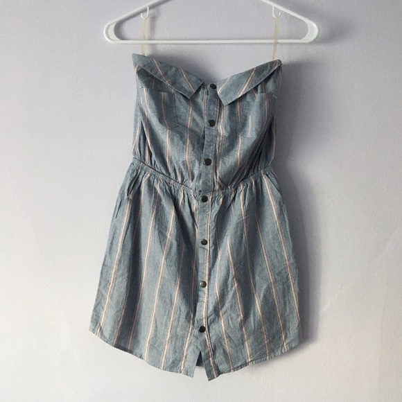 Boho Striped Strapless Shirt dress Small - Picture 1 of 10
